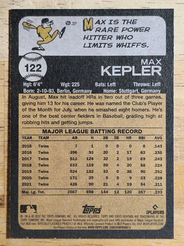 2022 Topps Heritage #122 Max Kepler