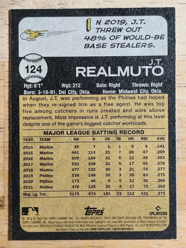2022 Topps Heritage #124 J.T. Realmuto