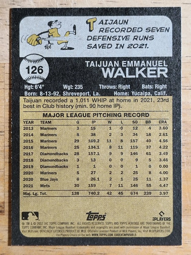 2022 Topps Heritage #126 Taijuan Walker