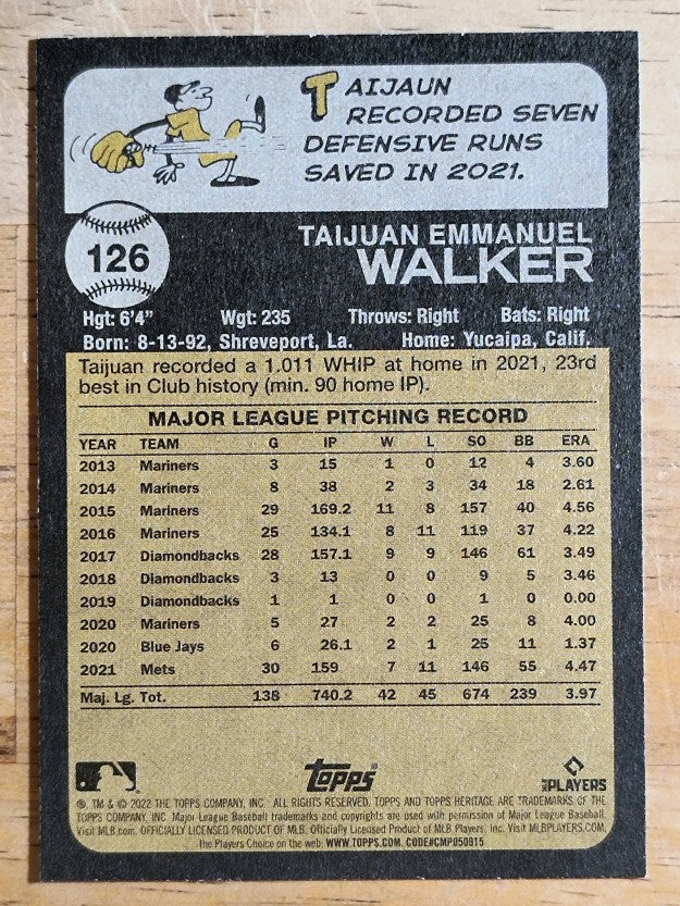 2022 Topps Heritage #126 Taijuan Walker