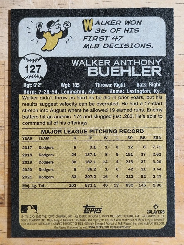 2022 Topps Heritage #127 Walker Buehler
