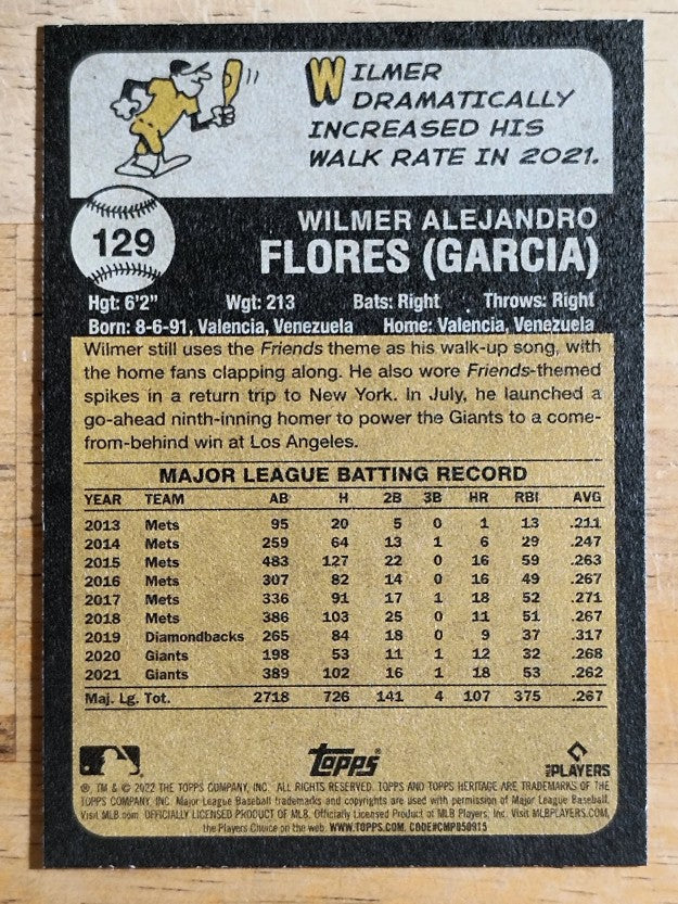 2022 Topps Heritage #129 Wilmer Flores