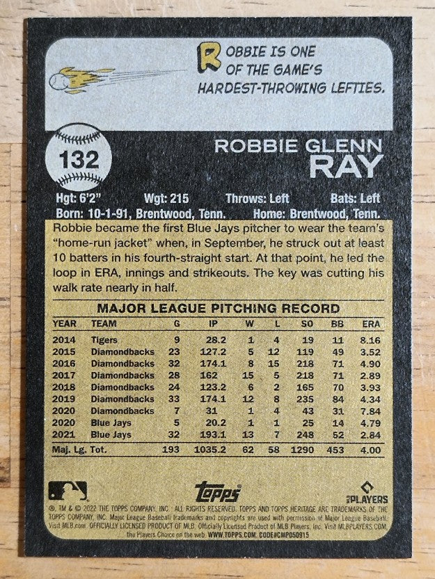 2022 Topps Heritage #132 Robbie Ray