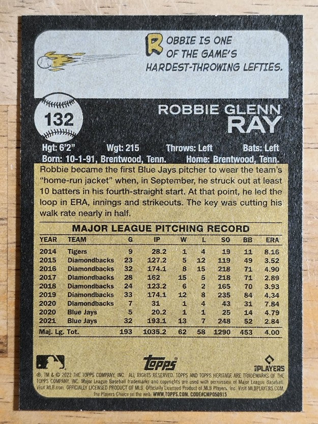 2022 Topps Heritage #132 Robbie Ray