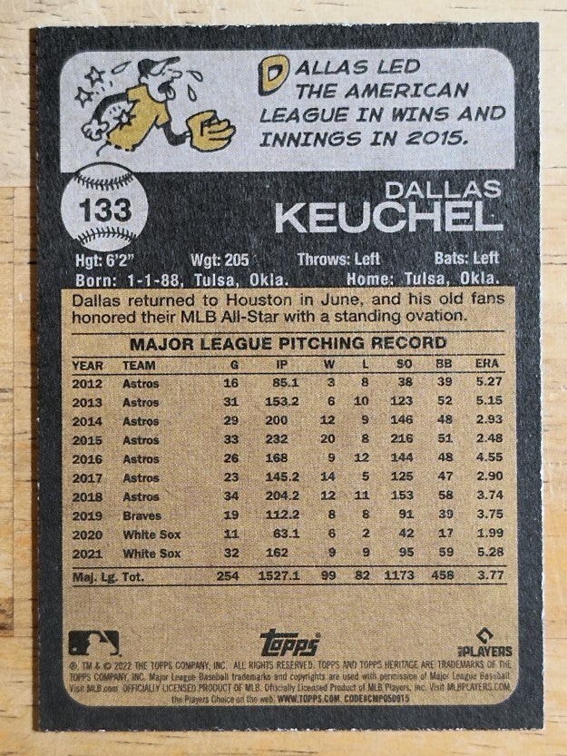 2022 Topps Heritage #133 Dallas Keuchel