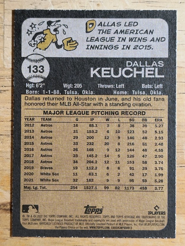 2022 Topps Heritage #133 Dallas Keuchel