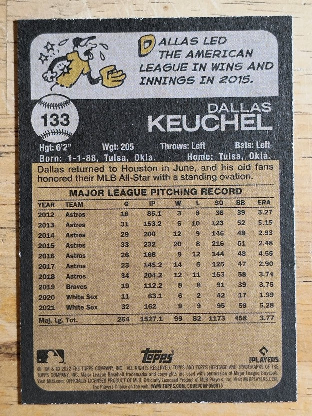 2022 Topps Heritage #133 Dallas Keuchel