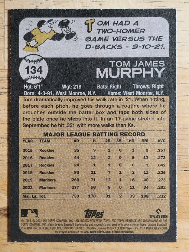 2022 Topps Heritage #134 Tom Murphy