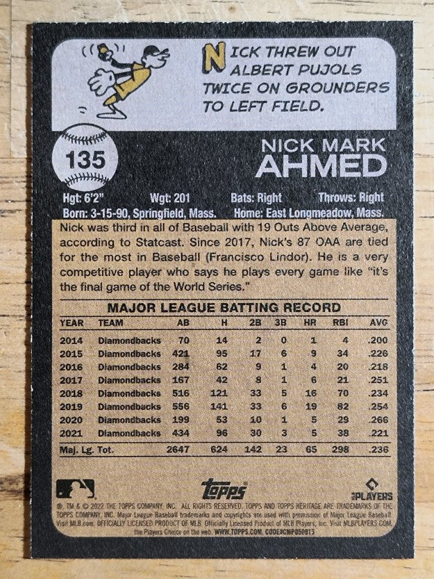 2022 Topps Heritage #135 Nick Ahmed