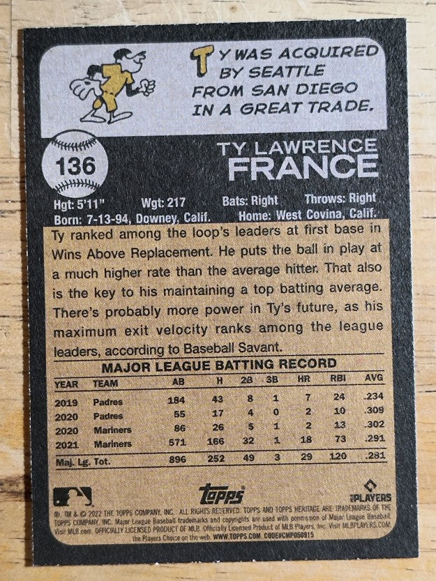 2022 Topps Heritage #136 Ty France