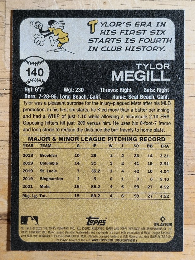 2022 Topps Heritage #140 Tylor Megill RC