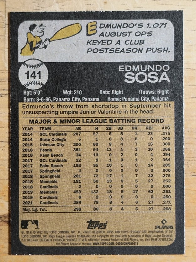 2022 Topps Heritage #141 Edmundo Sosa