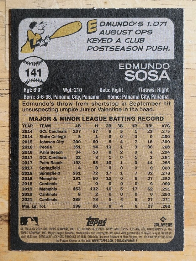 2022 Topps Heritage #141 Edmundo Sosa