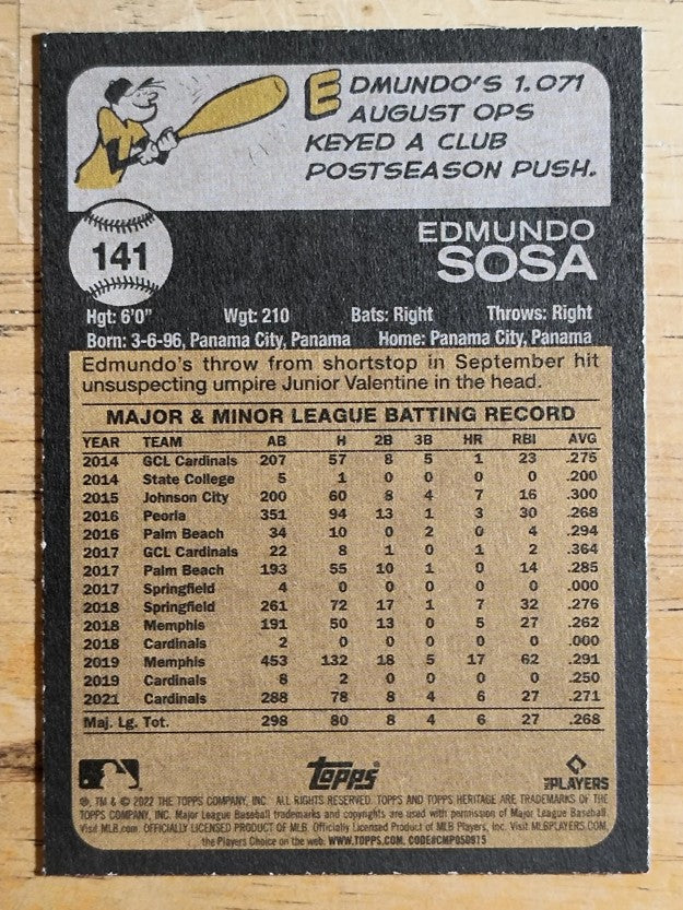 2022 Topps Heritage #141 Edmundo Sosa
