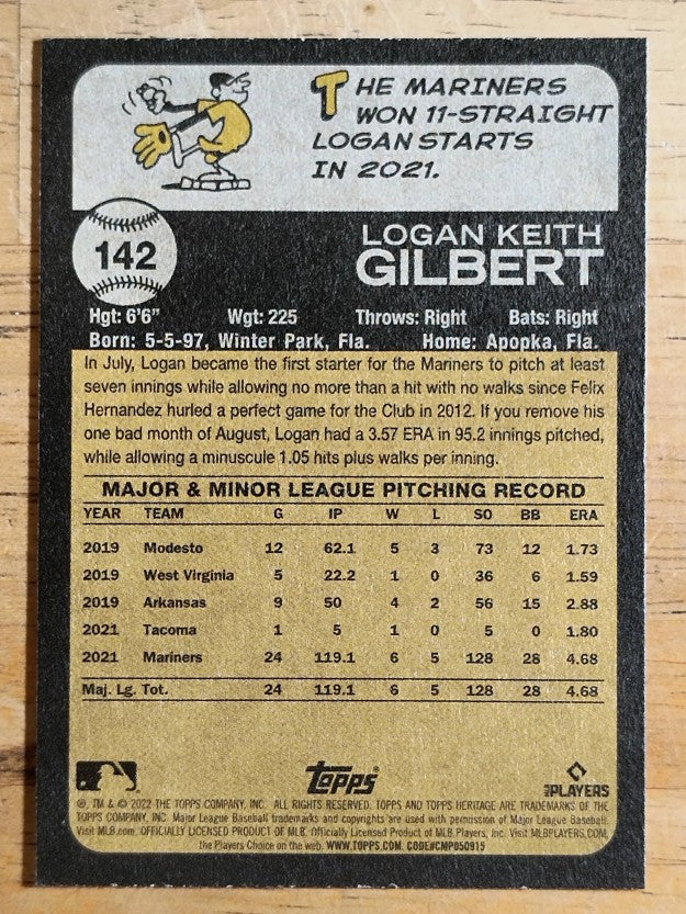 2022 Topps Heritage #142 Logan Gilbert