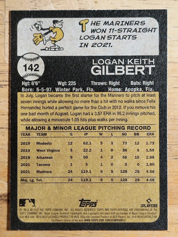 2022 Topps Heritage #142 Logan Gilbert
