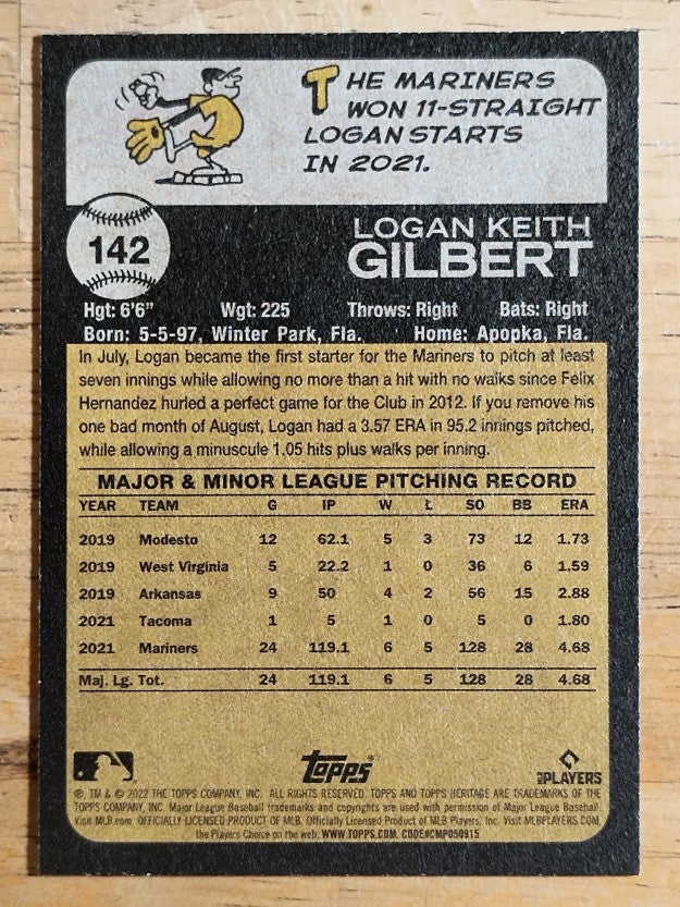 2022 Topps Heritage #142 Logan Gilbert