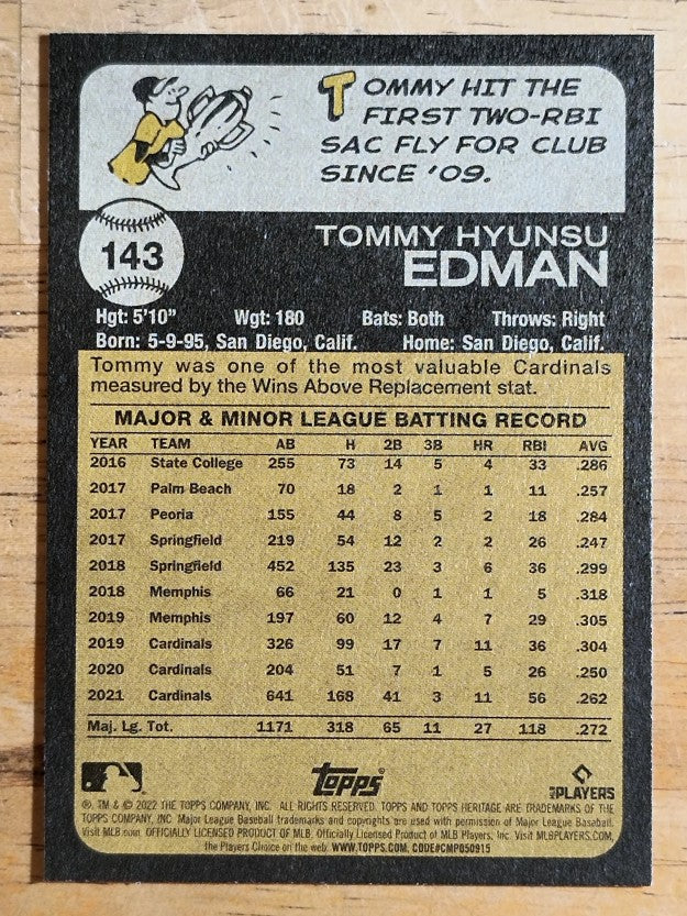 2022 Topps Heritage #143 Tommy Edman