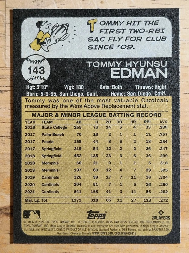 2022 Topps Heritage #143 Tommy Edman