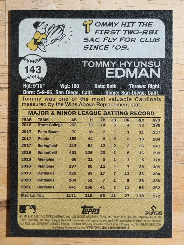 2022 Topps Heritage #143 Tommy Edman