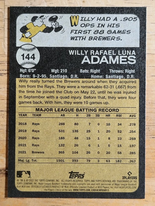 2022 Topps Heritage #144 Willy Adames