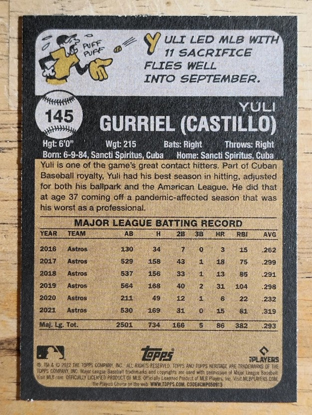 2022 Topps Heritage #145 Yuli Gurriel