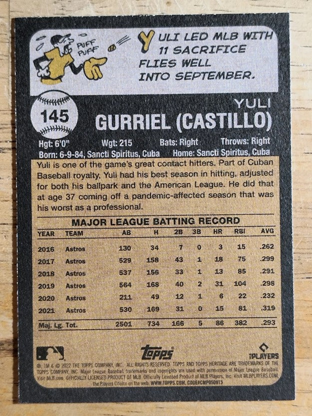 2022 Topps Heritage #145 Yuli Gurriel