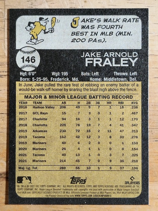 2022 Topps Heritage #146 Jake Fraley
