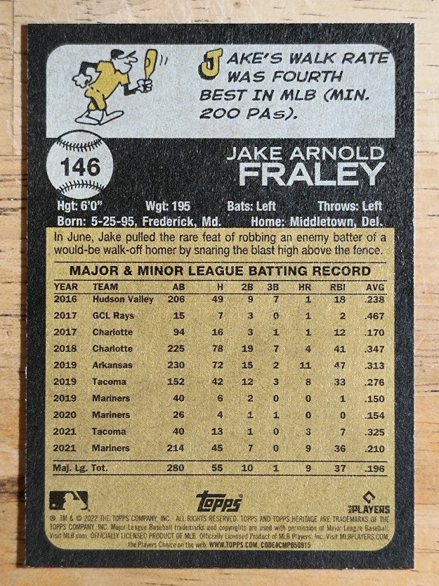 2022 Topps Heritage #146 Jake Fraley