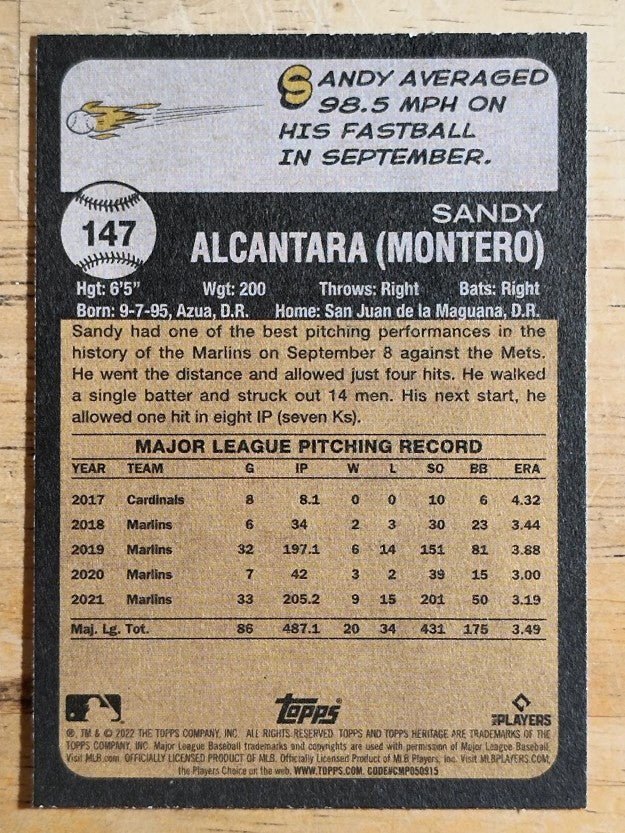 2022 Topps Heritage #147 Sandy Alcantara