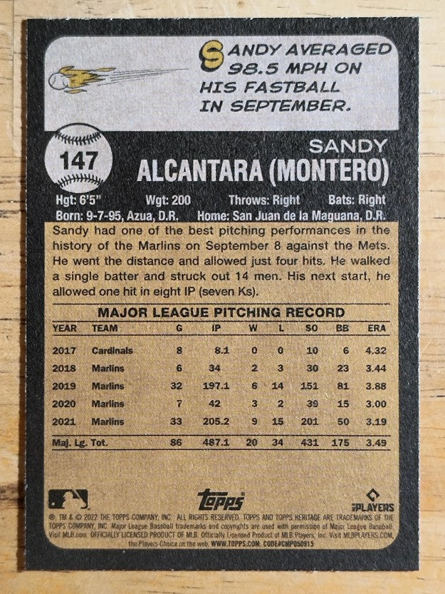 2022 Topps Heritage #147 Sandy Alcantara