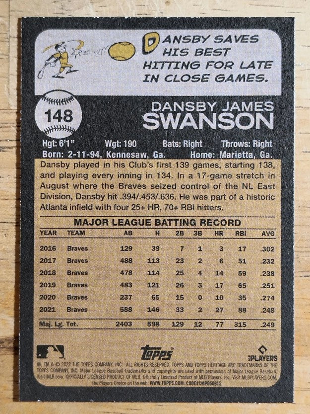 2022 Topps Heritage #148 Dansby Swanson