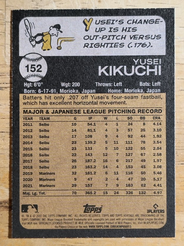 2022 Topps Heritage #152 Yusei Kikuchi
