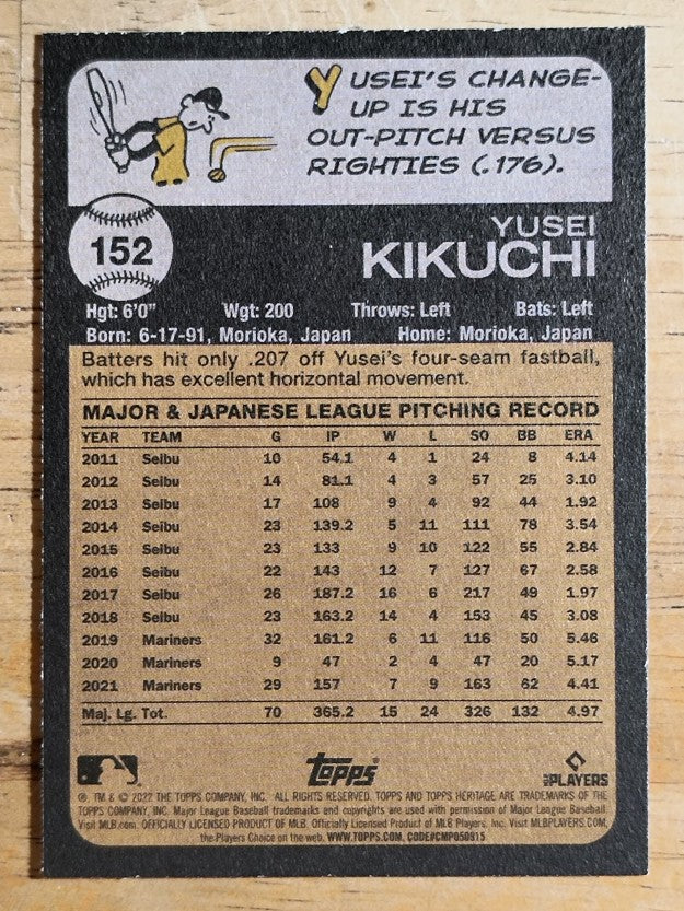 2022 Topps Heritage #152 Yusei Kikuchi