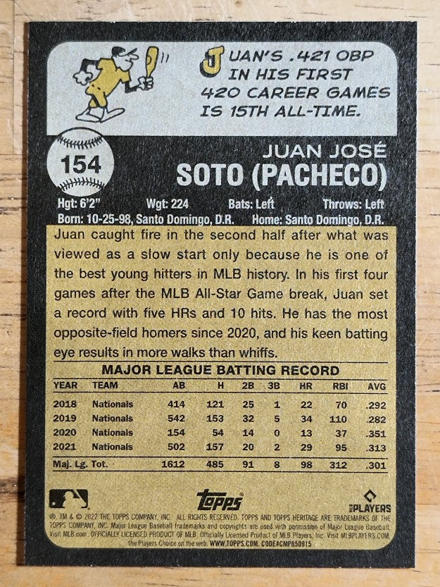 2022 Topps Heritage #154 Juan Soto