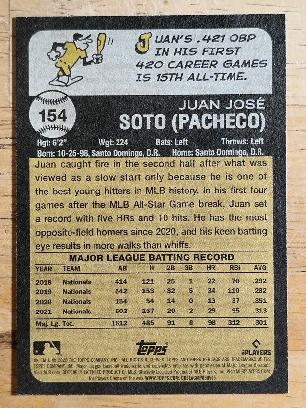 2022 Topps Heritage #154 Juan Soto
