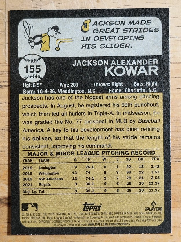 2022 Topps Heritage #155 Jackson Kowar RC