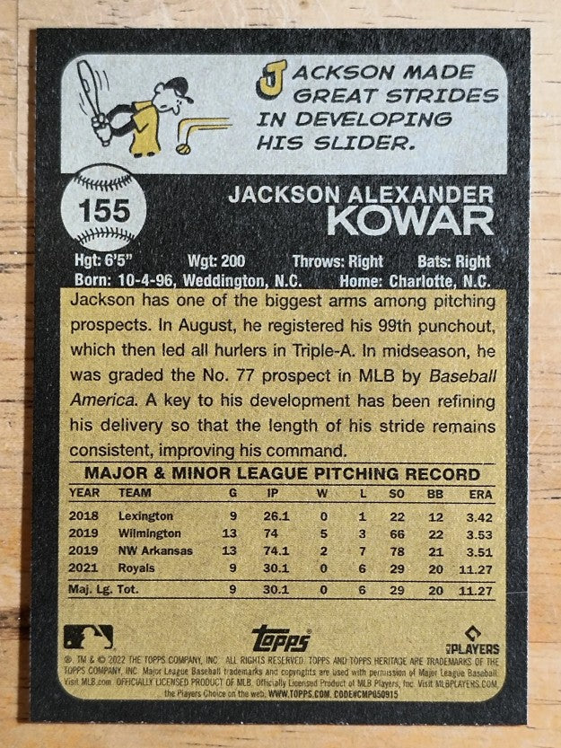 2022 Topps Heritage #155 Jackson Kowar RC