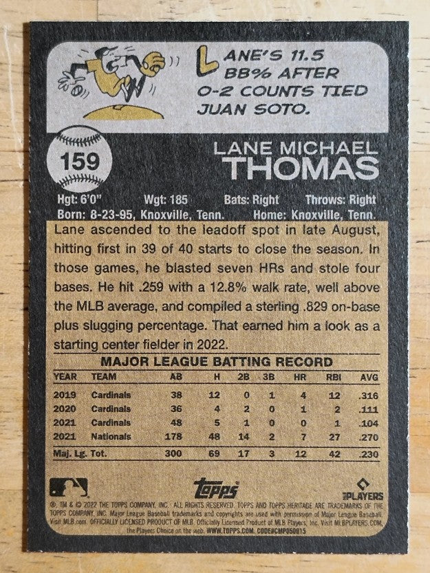 2022 Topps Heritage #159 Lane Thomas
