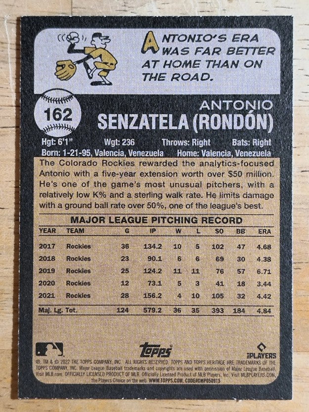 2022 Topps Heritage #162 Antonio Senzatela