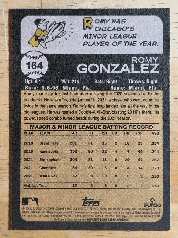 2022 Topps Heritage #164 Romy Gonzalez RC