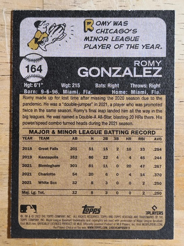 2022 Topps Heritage #164 Romy Gonzalez RC
