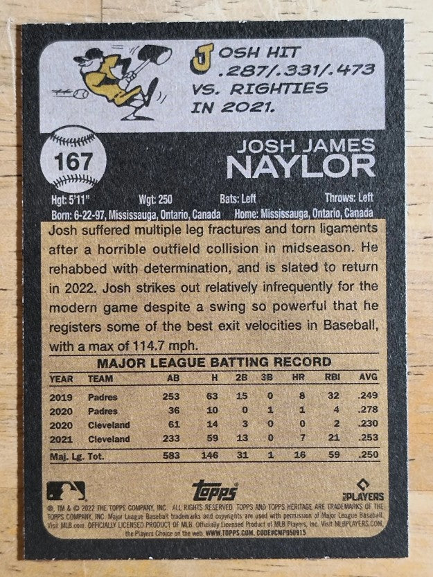 2022 Topps Heritage #167 Josh Naylor