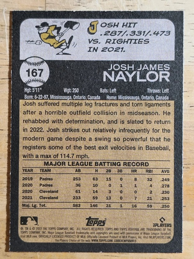 2022 Topps Heritage #167 Josh Naylor
