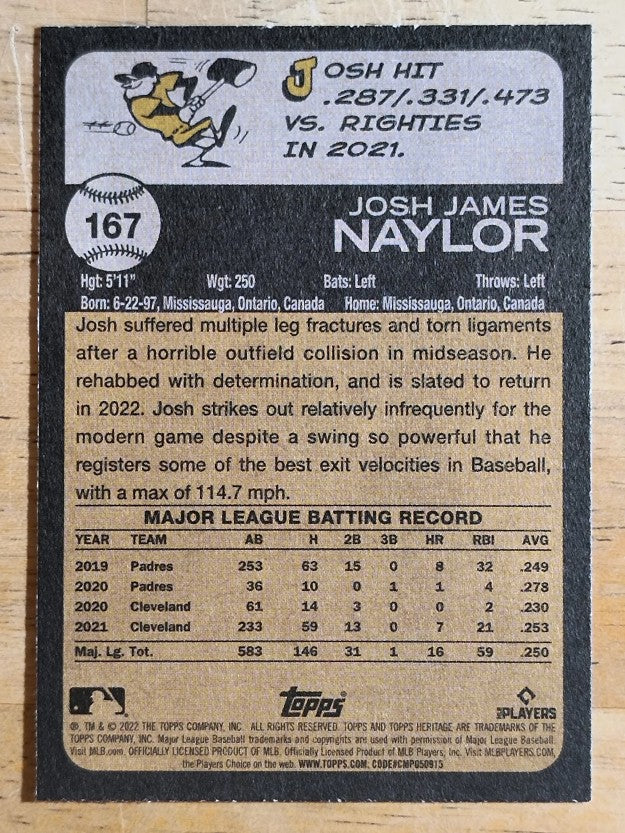 2022 Topps Heritage #167 Josh Naylor