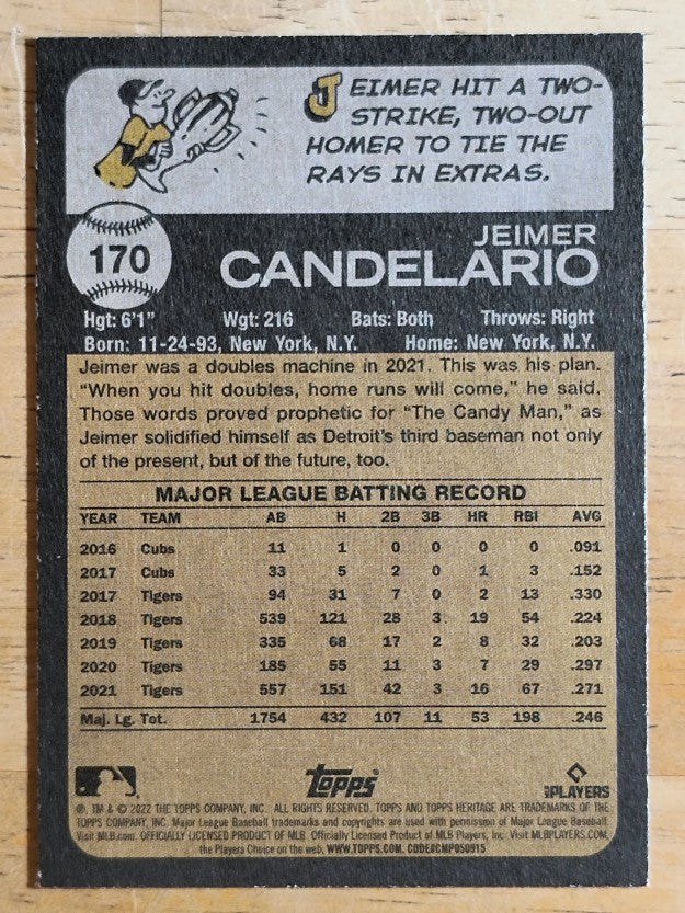 2022 Topps Heritage #170 Jeimer Candelario