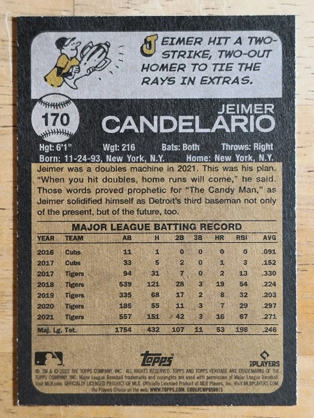 2022 Topps Heritage #170 Jeimer Candelario