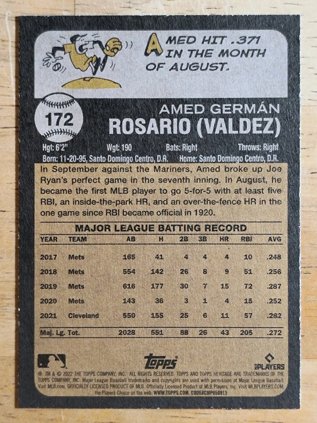 2022 Topps Heritage #172 Amed Rosario