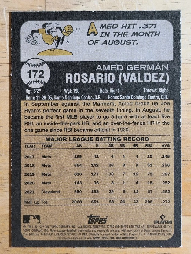 2022 Topps Heritage #172 Amed Rosario