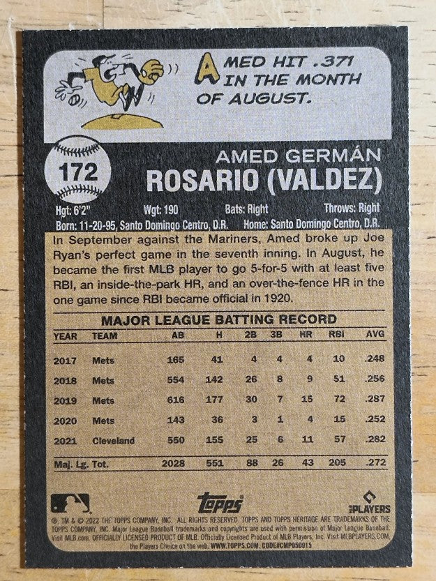 2022 Topps Heritage #172 Amed Rosario